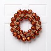 Jack-O-Lantern and Burlap Ribbon Halloween Wreath - 20" - Unlit